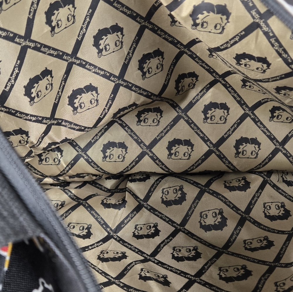 Betty Boop Black Tote Bag With Coin Bag And Betty Boop Liner VTG - Picture 5 of 5